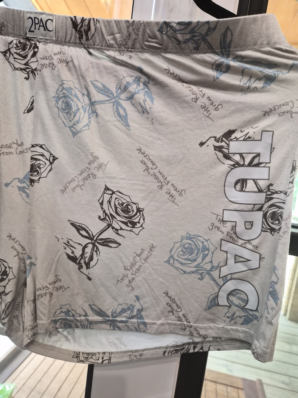 2PAC Rose Print Shorts in Light Gray and Blue